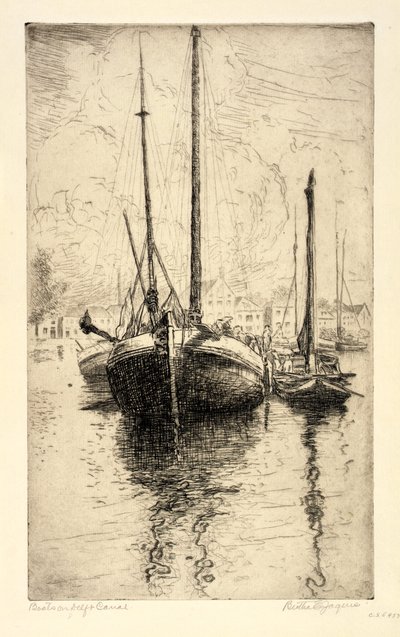 Barcos en el canal de Delft de Bertha E. Jaques