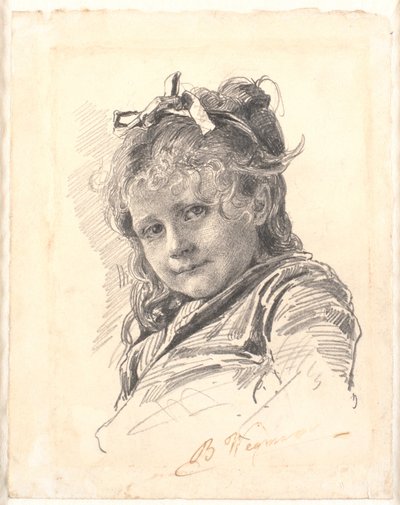 Retrato de una niña pequeña con cabello largo y cinta para el cabello de Bertha Wegmann