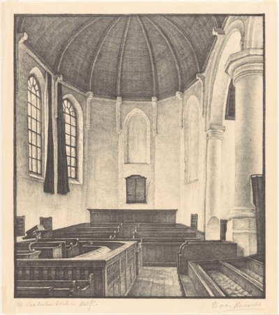 De Waalsche Kerk en Delft (título original del objeto) de Bertha van Hasselt (signed by artist)