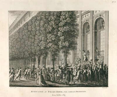 Moción presentada en el Palais Royal por Camille Desmoulins el 12 de julio de 1789 de Berthault