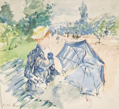 Una mujer sentada en un banco en la Avenida du Bois de Berthe Morisot