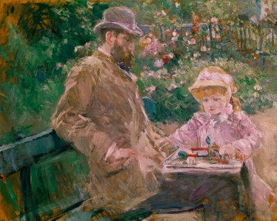 Eugene Manet y su hija en el jardín de Bougival de Berthe Morisot