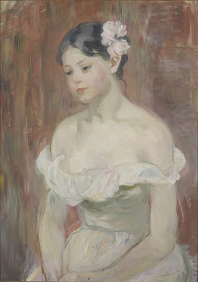 Chica con escote La flor en el cabello de Berthe Morisot