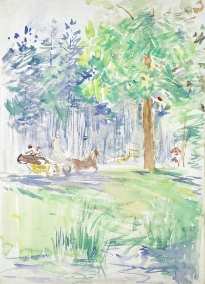 Caballo y carruaje en un camino forestal, después de 1883 de Berthe Morisot