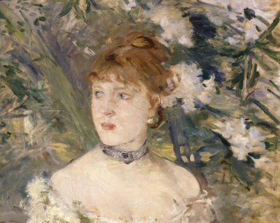 Joven mujer en vestido de baile de Berthe Morisot