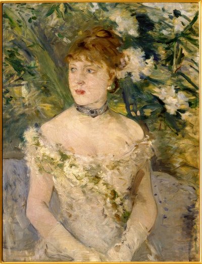 Joven mujer en vestido de baile de Berthe Morisot