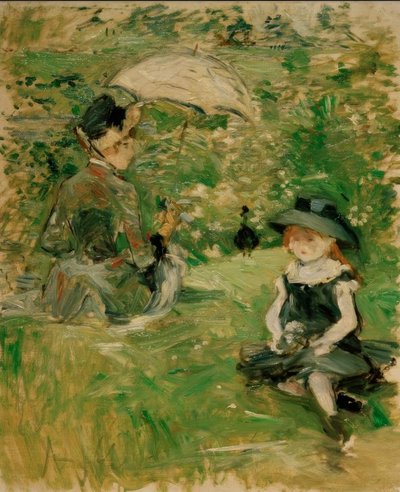 Joven mujer y niño en la isla de Berthe Morisot