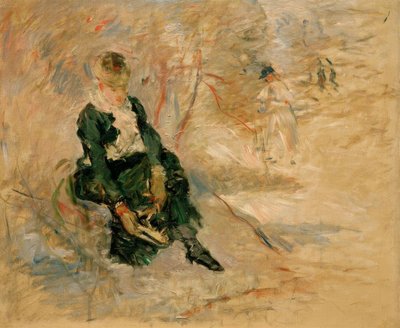 Joven mujer ajustando su patín de Berthe Morisot