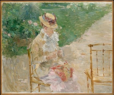 Joven mujer tejiendo. Ca. 1883 de Berthe Morisot