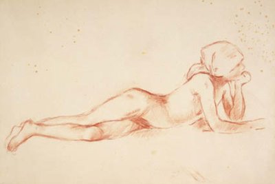 Joven desnuda acostada con pañuelo en la cabeza de Berthe Morisot