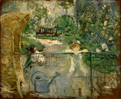 Niñas en el jardín o, la silla de cesta, 1885 de Berthe Morisot