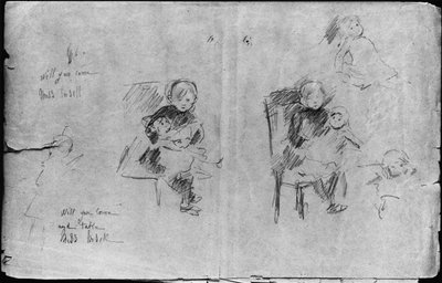 Estudios para Niña con una muñeca, 1884 de Berthe Morisot