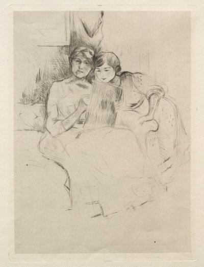 La lección de dibujo (Berthe Morisot dibujando con su hija) de Berthe Morisot