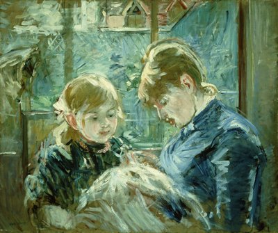 La lección de costura, 1884 de Berthe Morisot