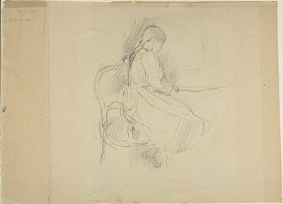 Joven sentada a la mesa de Berthe Morisot