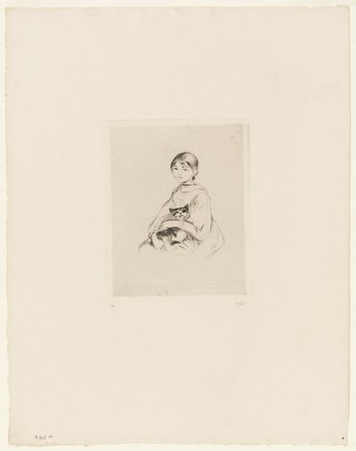 Una joven con un gato de Berthe Morisot