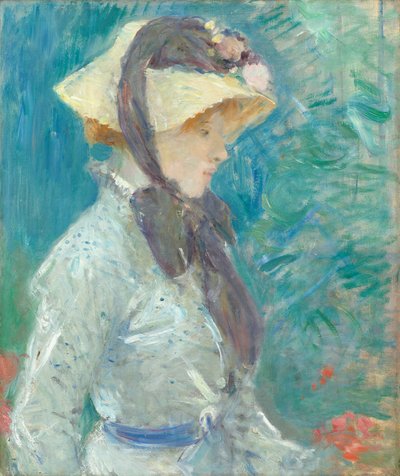 Joven con sombrero de paja, 1884 de Berthe Morisot