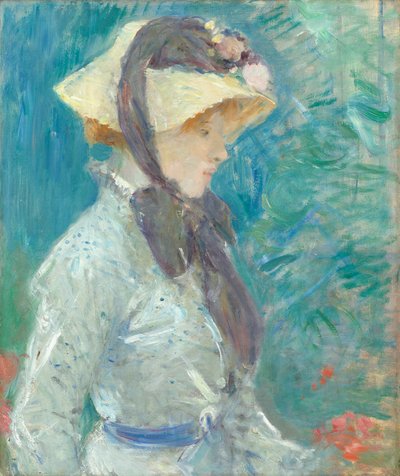 Joven con sombrero de paja, 1884 de Berthe Morisot