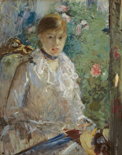Joven sentada frente a una ventana, llamada Verano, 1879 de Berthe Morisot