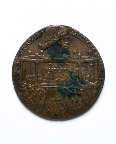 Medalla que representa la Conspiración de los Pazzi. Lorenzo de