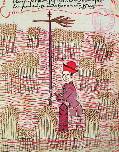 Ms 327 fol.197r Agrimensor en un campo, de Traite dArpentage por Arnaud de Villeneuve (1240-1312) de Bertrand Boysset