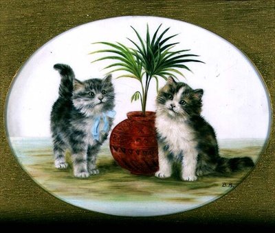 Gatitos junto a una Palma en un Cuenco de Bessie Bamber