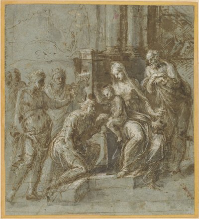 La Adoración de los Magos, c.1525 (pluma y tinta) de Biagio Pupini