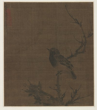 Pájaro durmiendo en una rama de ciruelo, 1400s de Bian Wenjin