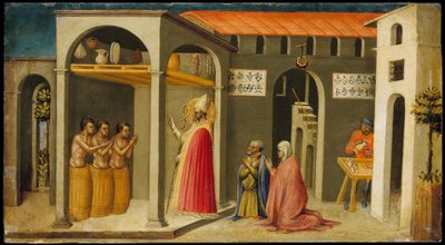San Nicolás resucitando a tres jóvenes de Bicci di Lorenzo