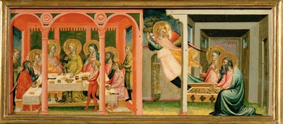 Escenas de la historia de Tobías: se casa con Sara ... (pintura sobre madera) de Bicci di Lorenzo