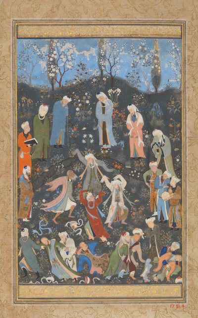 Derviches danzantes, Folio de un Diván de Hafiz, ca. 1480 de Bihzad
