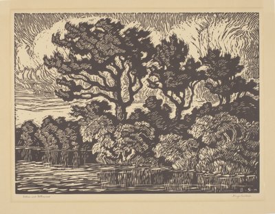 Sauce y álamo, hacia 1931 (linograbado) de Birger Sandzen