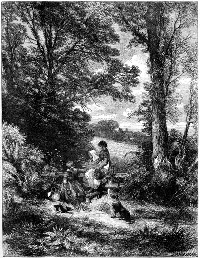 Los espigadores en el estilo de Birket Foster
