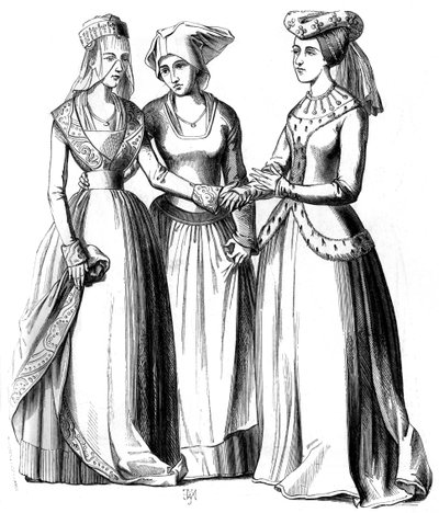 Una burguesa, una campesina y una mujer noble, siglo XIV de Bisson and Cottard