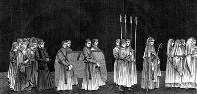 Rector de la universidad y una procesión de monjes de la Abadía de Saint-Victor, siglo XV, 1849 de Bisson and Cottard