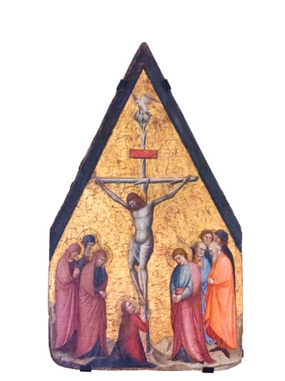 La crucifixión (temple y oro sobre tabla de madera) de Bitino da Faenza