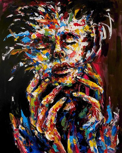 Between A Laugh And A Tear, c.2021 (Acrílico sobre lienzo) de Blake Munch