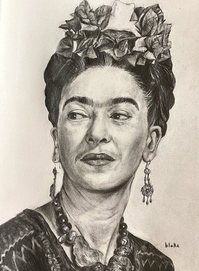 Frida Kahlo, c.2021 (Lápiz sobre papel) de Blake Munch