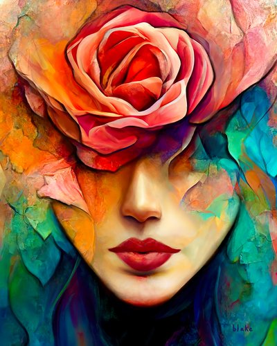Beso de una rosa, c.2022 (Arte digital) de Blake Munch