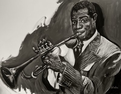 Louis Armstrong, c.2021 (Acrílico sobre lienzo) de Blake Munch