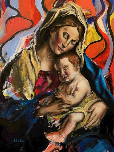 Madonna And Child, c.2020 (Acrílico sobre lienzo) de Blake Munch