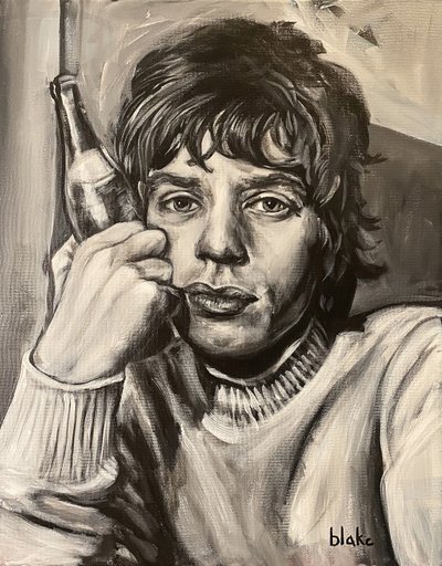Mick Jagger, c.2021 (Acrílico sobre lienzo) de Blake Munch