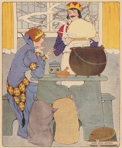 Canción infantil: El Buen Rey Arturo (litografía en color) de Blanche Fisher Wright