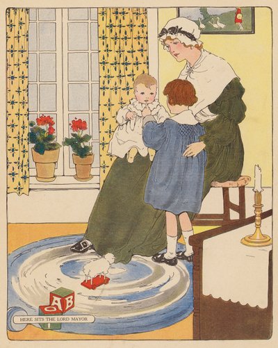Canción infantil: Here Sits the Lord Mayor (litografía en color) de Blanche Fisher Wright