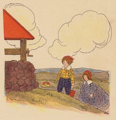 Canción infantil: Jack y Jill (litografía en color) de Blanche Fisher Wright