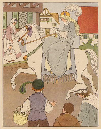Canción infantil: Ride a Cock-Horse to Banbury Cross (litografía en color) de Blanche Fisher Wright
