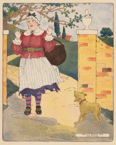 Canción infantil: La vieja y el vendedor ambulante (litografía en color) de Blanche Fisher Wright