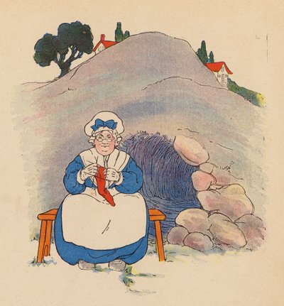 Canción infantil: La vieja bajo la colina (litografía en color) de Blanche Fisher Wright