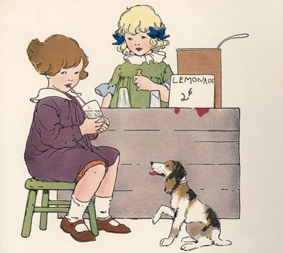 Niñas en su puesto de limonada de Blanche Fisher Wright