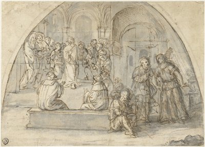 Chistus, de doce años, en el Templo y la liberación de Pedro de Boccaccio Boccaccino (attributed to)